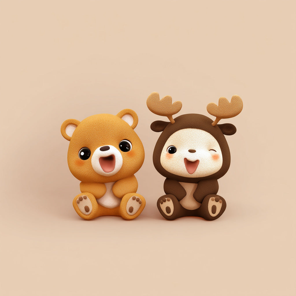 Midjourney Prompt Base Pack: Cute Adorable Cartoon Animal Couples