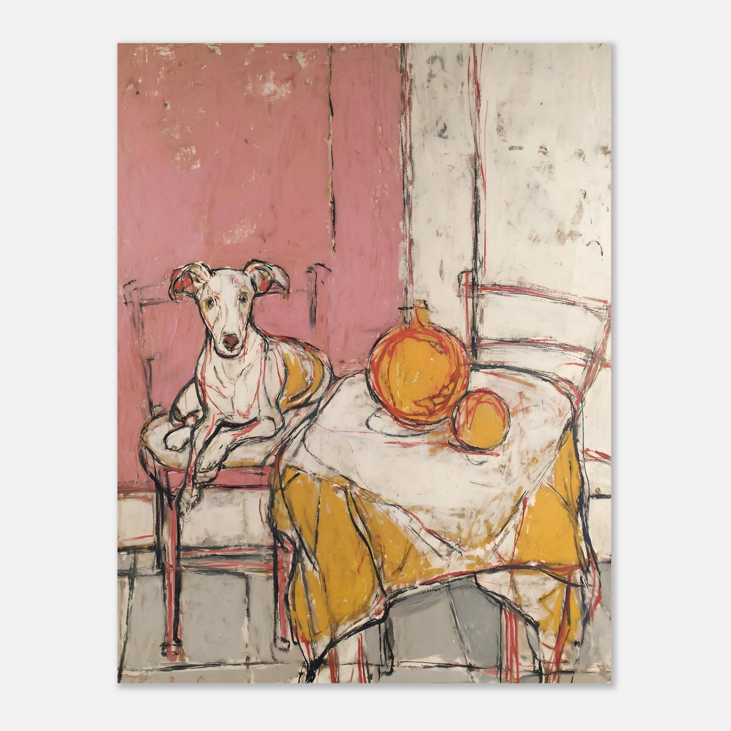 Whippet dog art print size 11x14 inches, standard poster crop preview for modern wall decor.
