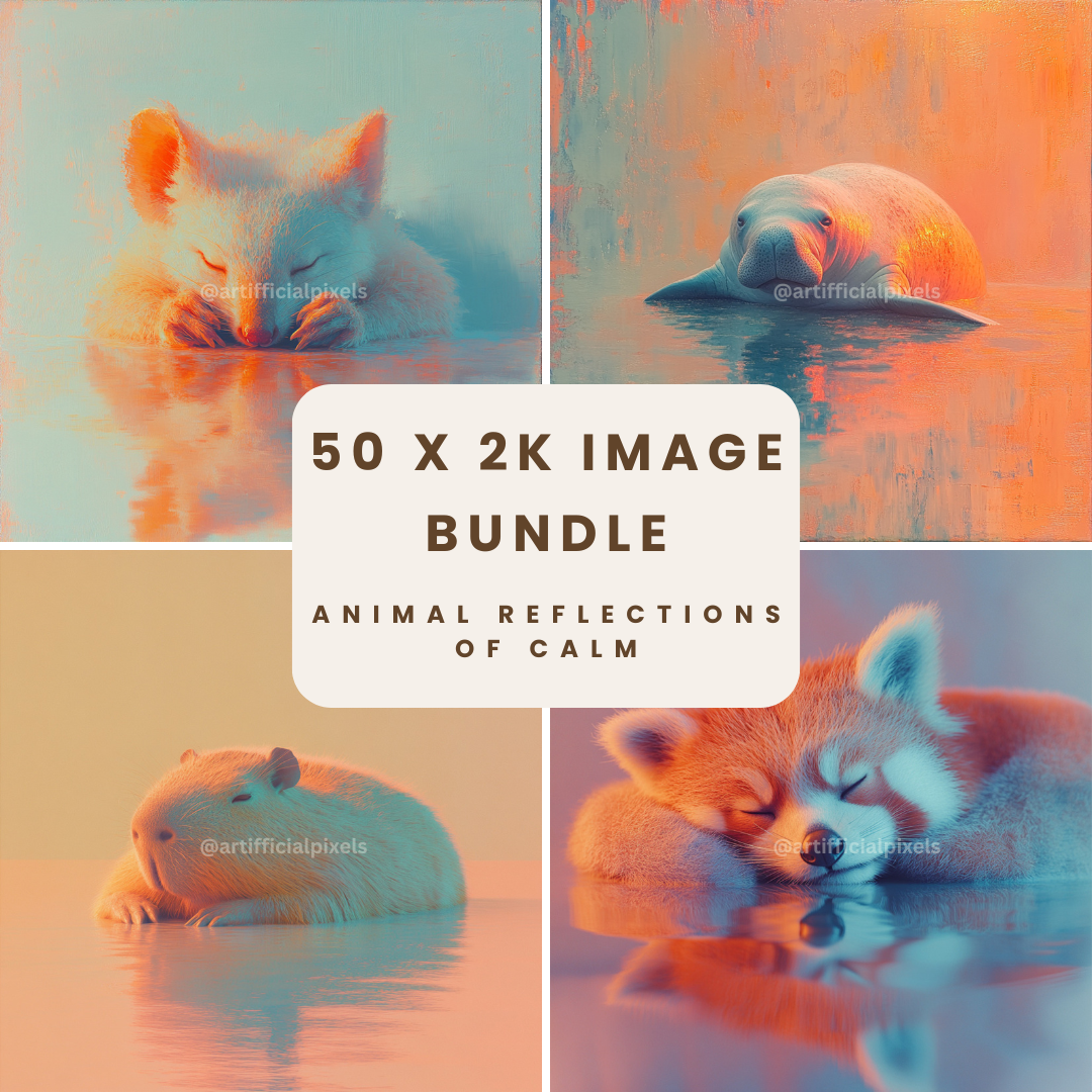 High Res Image Bundle: Mindful Animal Portraits with Pastel Aesthetic