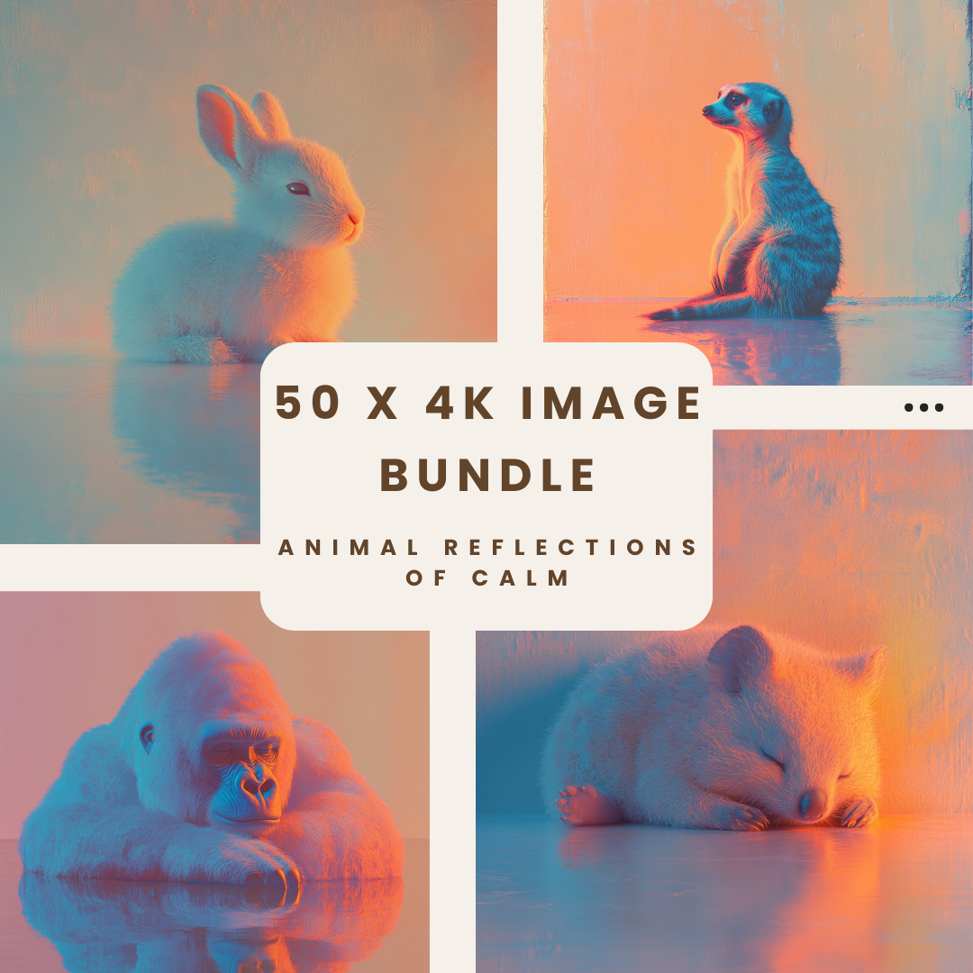 High Res Image Bundle: Mindful Animal Portraits with Pastel Aesthetic