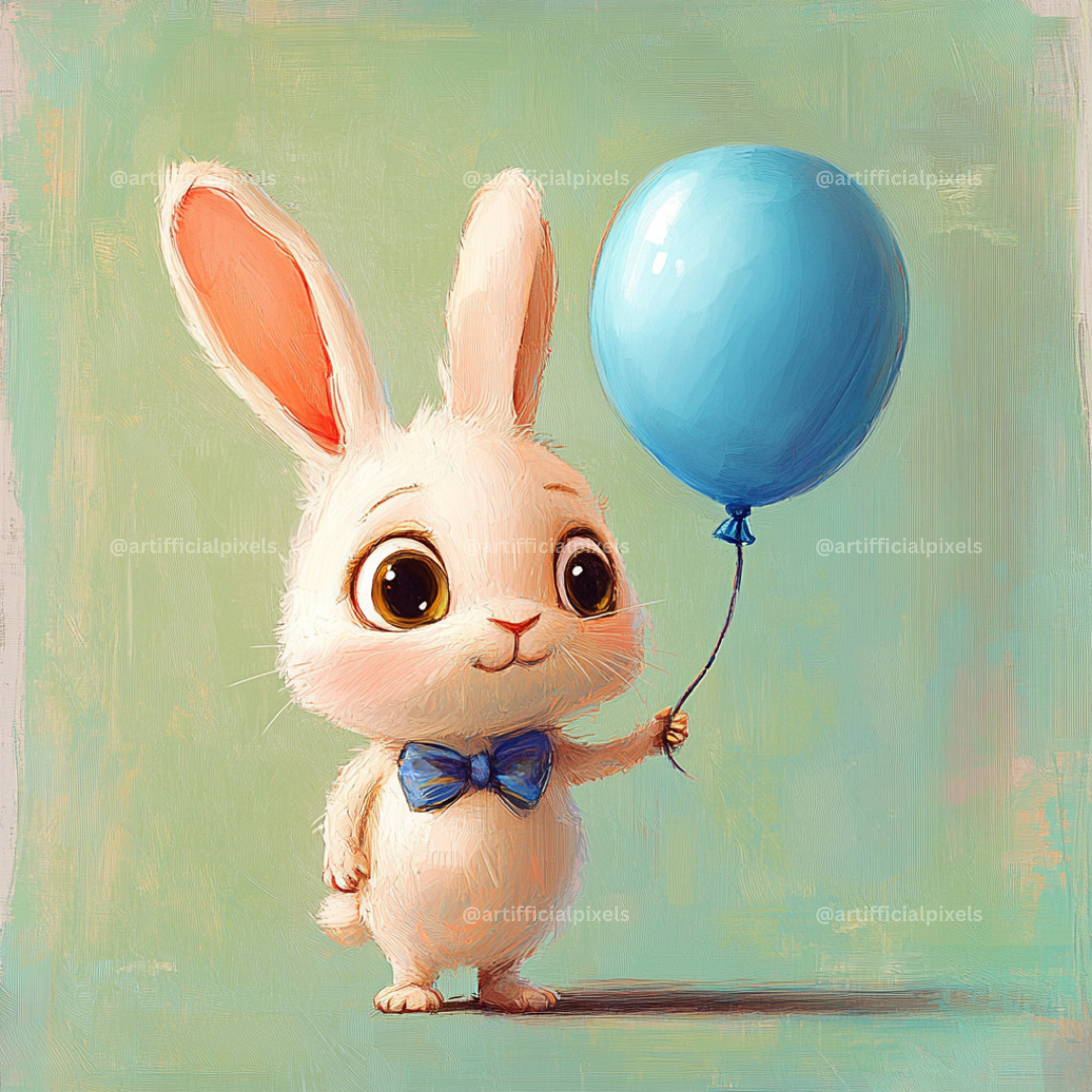 Midjourney Prompt Base Pack: Cartoon Style Animals Holding Balloons