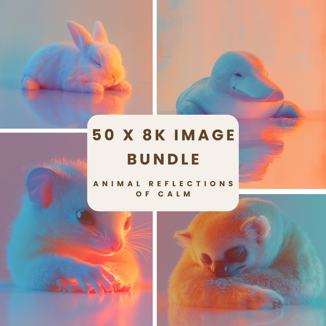 High Res Image Bundle: Mindful Animal Portraits with Pastel Aesthetic