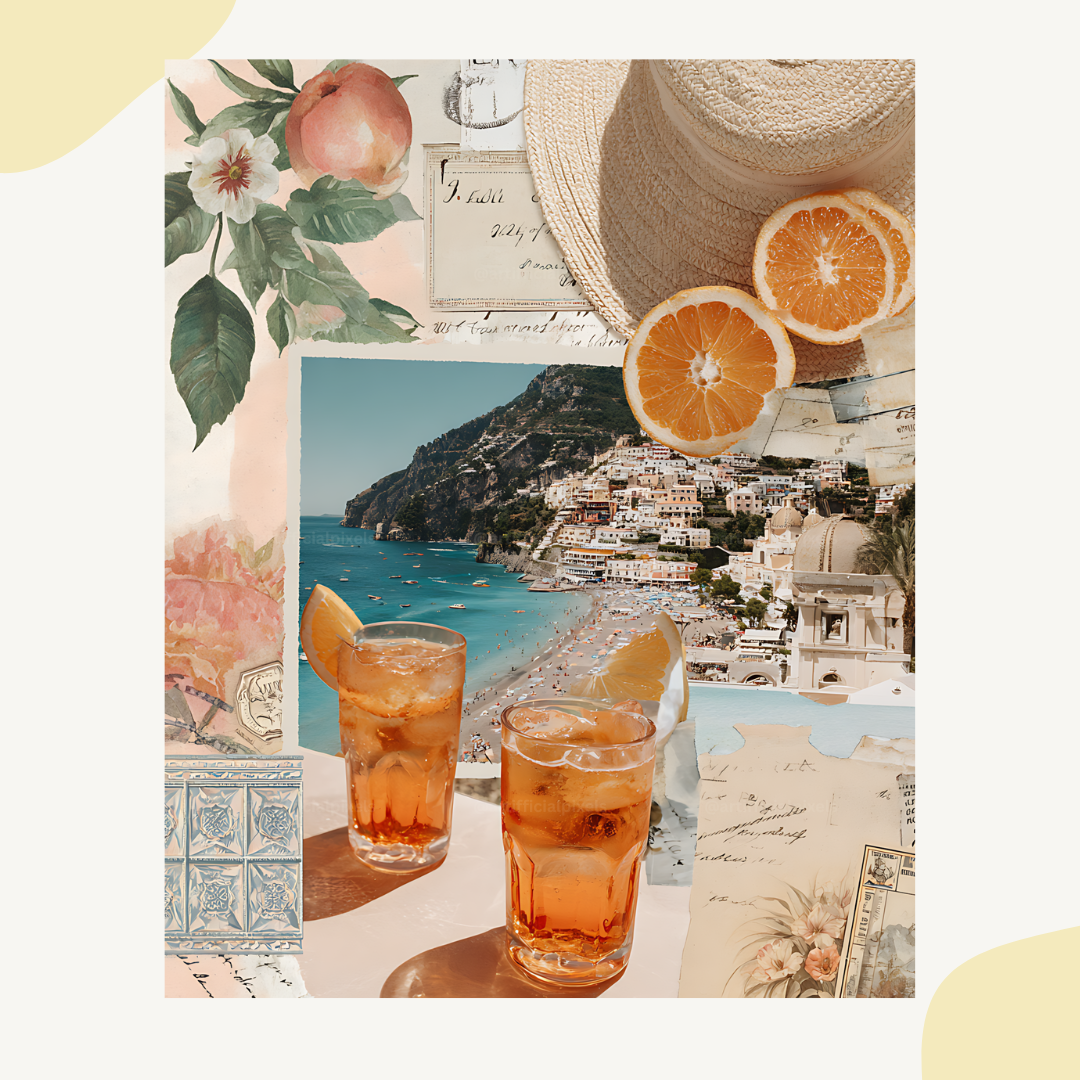 Amalfi-coast-italian-scrapbook-midjourney-ai-prompt-aperol-spritz
