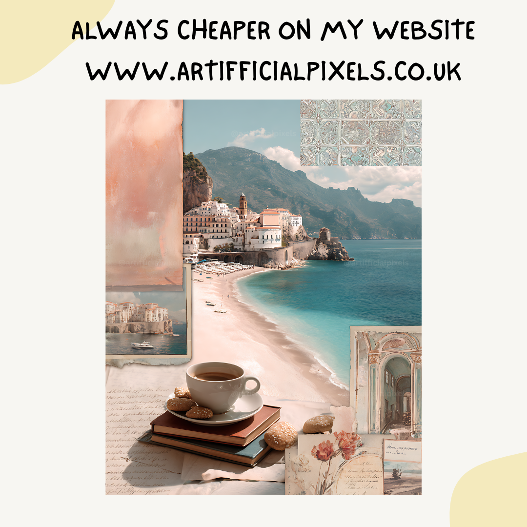 Amalfi-coast-italian-scrapbook-midjourney-ai-prompt-coffee