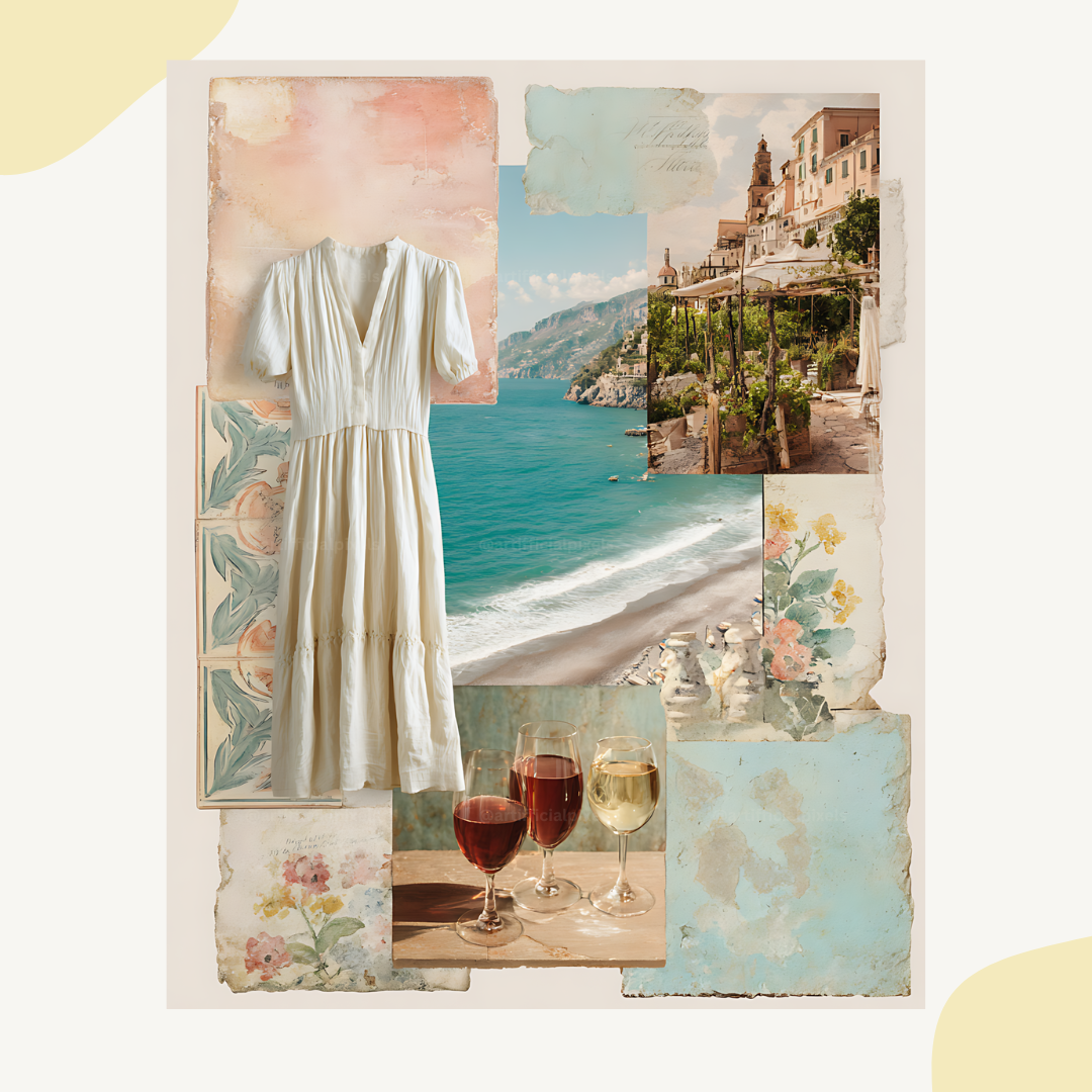 Amalfi-coast-italian-scrapbook-midjourney-ai-prompt-dress