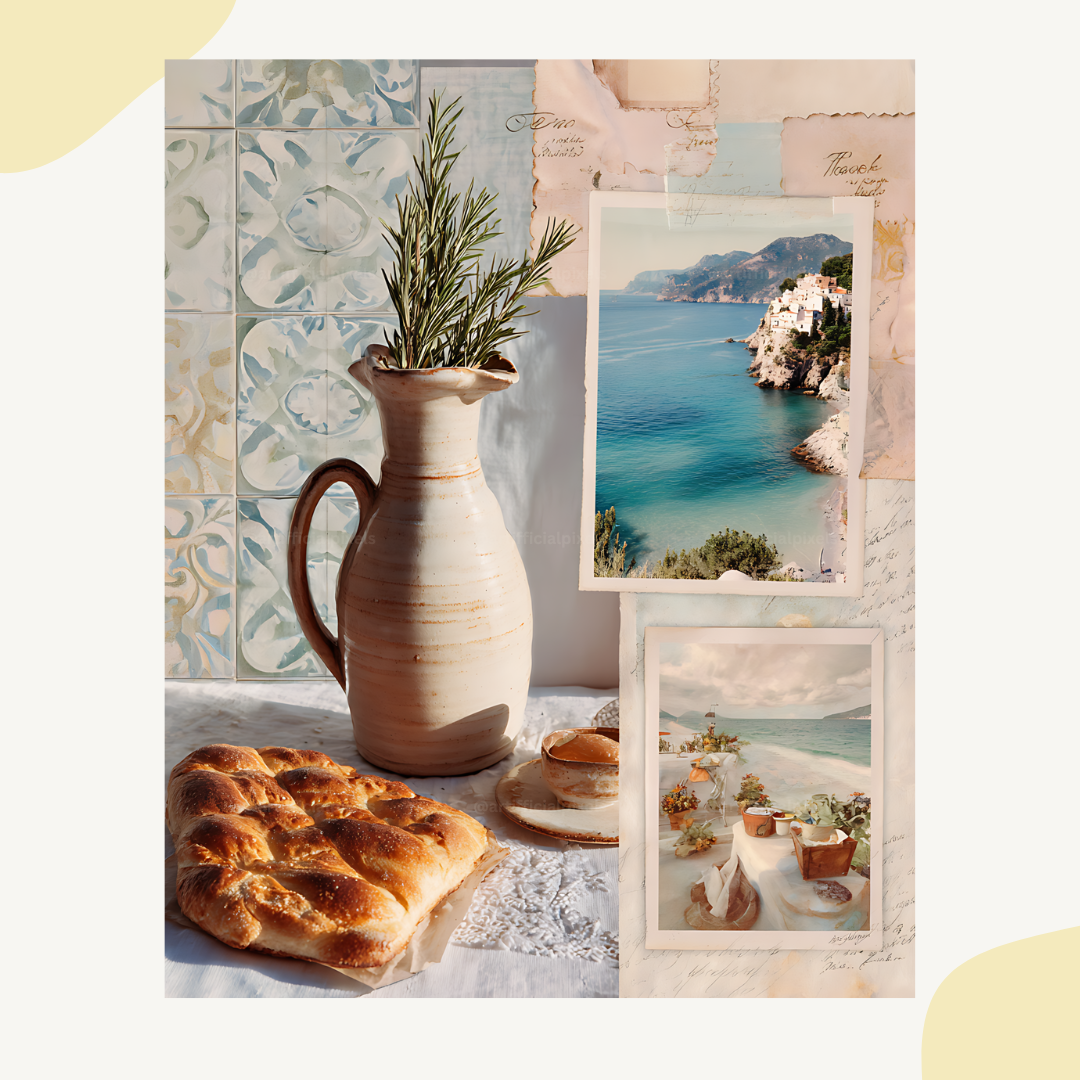 Amalfi-coast-italian-scrapbook-midjourney-ai-prompt-focaccia