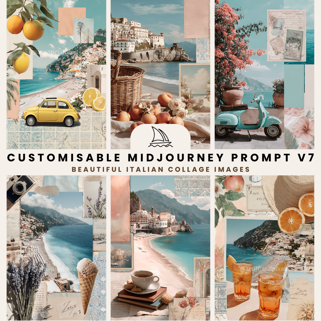 Amalfi-coast-italian-scrapbook-midjourney-ai-prompt-front