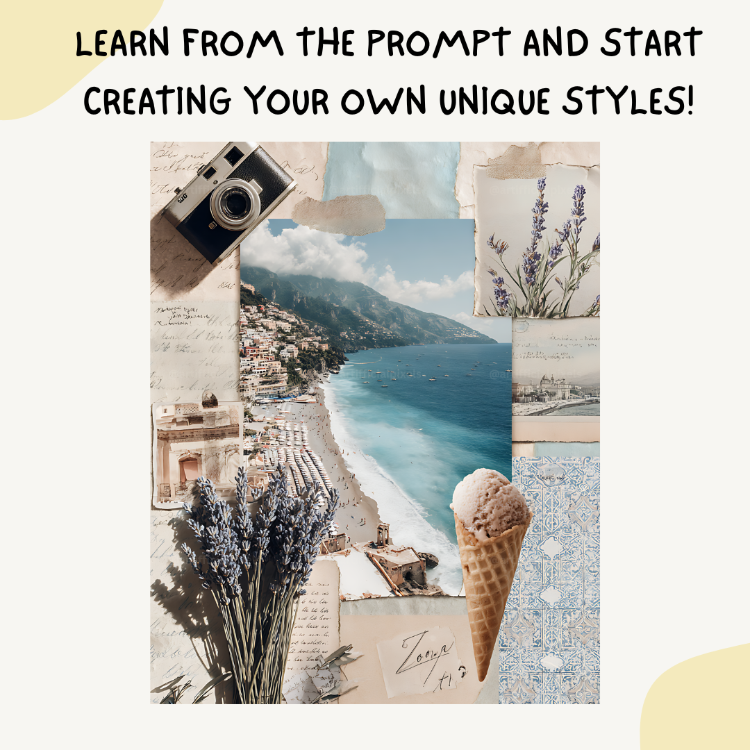 Amalfi-coast-italian-scrapbook-midjourney-ai-prompt-ice-cream