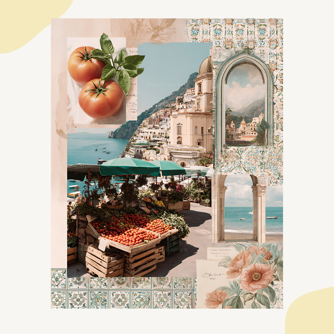 Amalfi-coast-italian-scrapbook-midjourney-ai-prompt-tomato