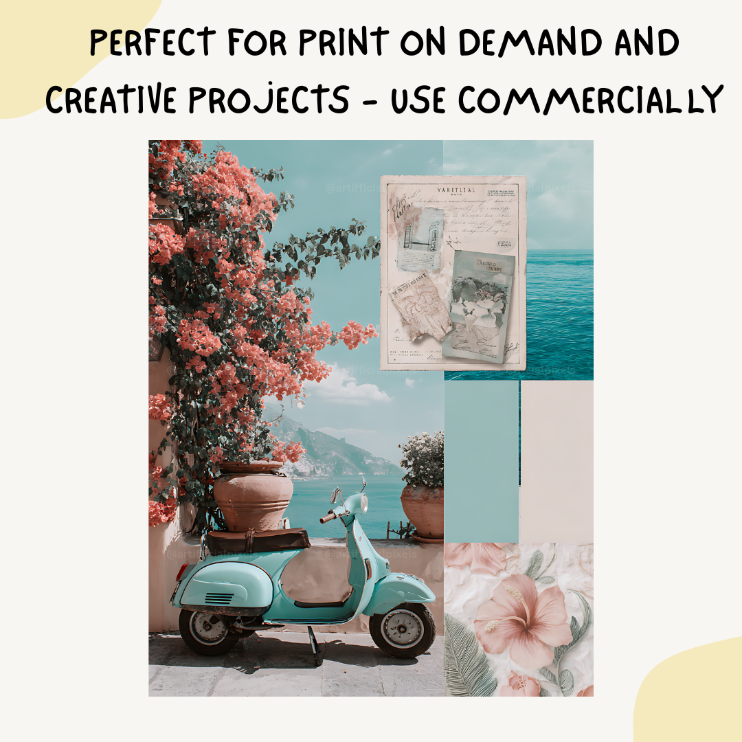 Amalfi-coast-italian-scrapbook-midjourney-ai-prompt-vespa
