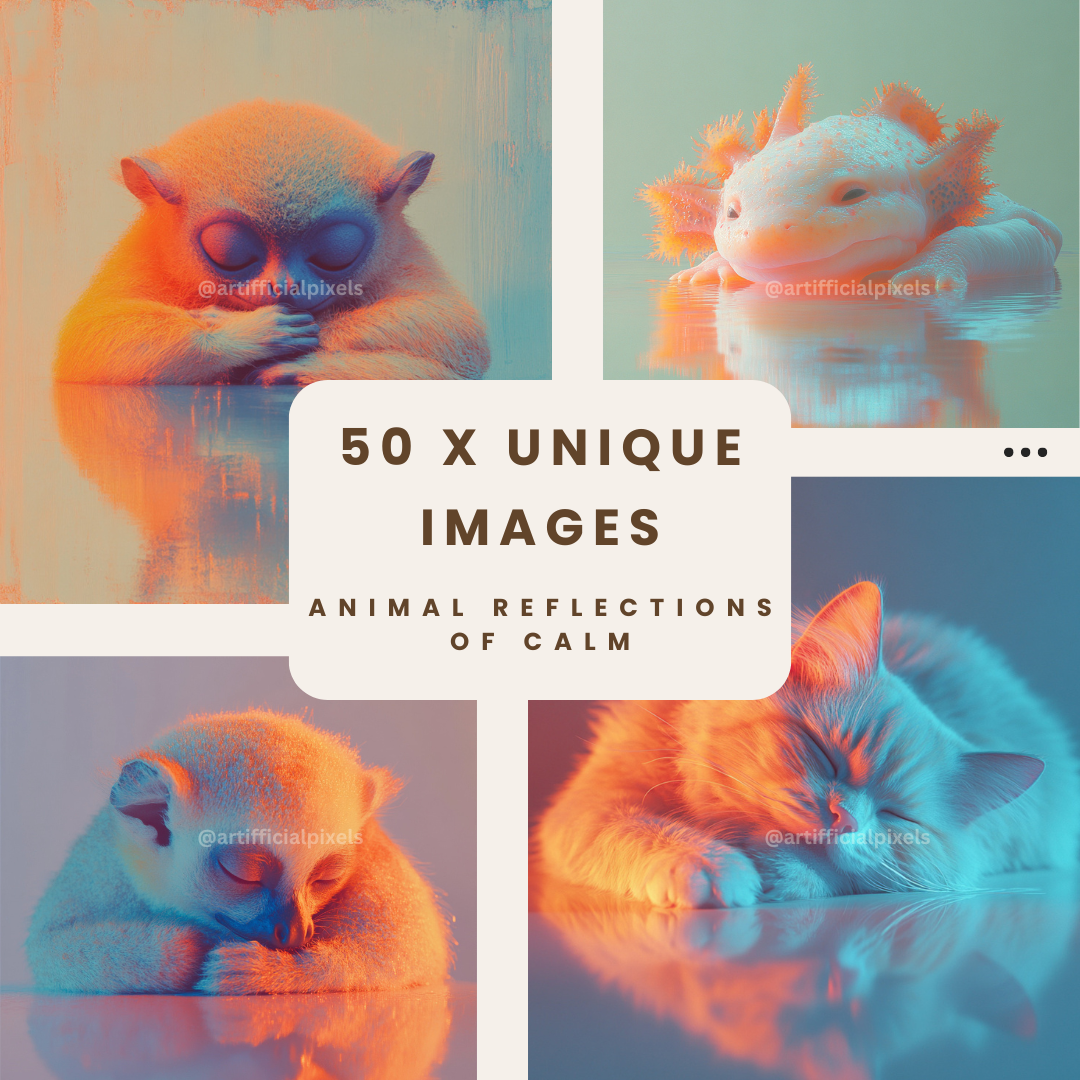 High Res Image Bundle: Mindful Animal Portraits with Pastel Aesthetic