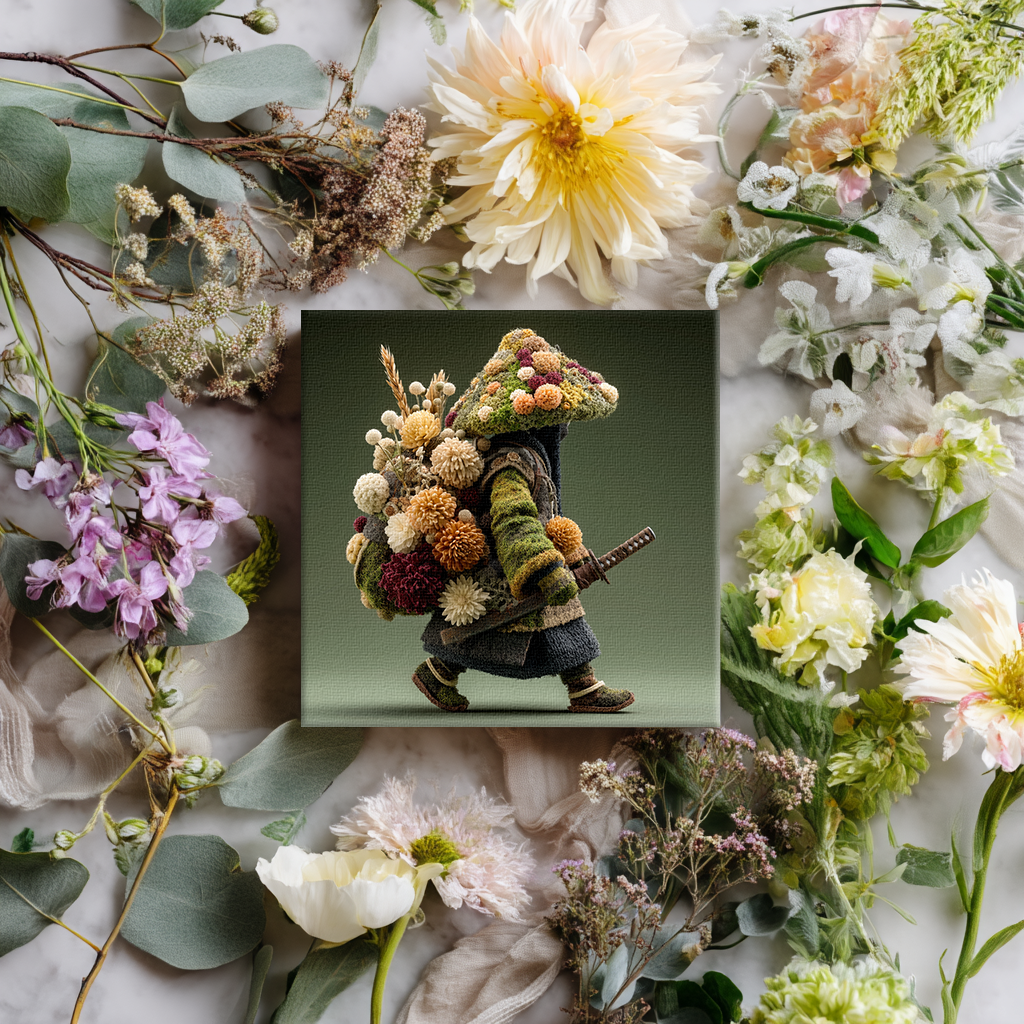 Folklore Floral Monk Canvas | Unique AI Wall Art Print