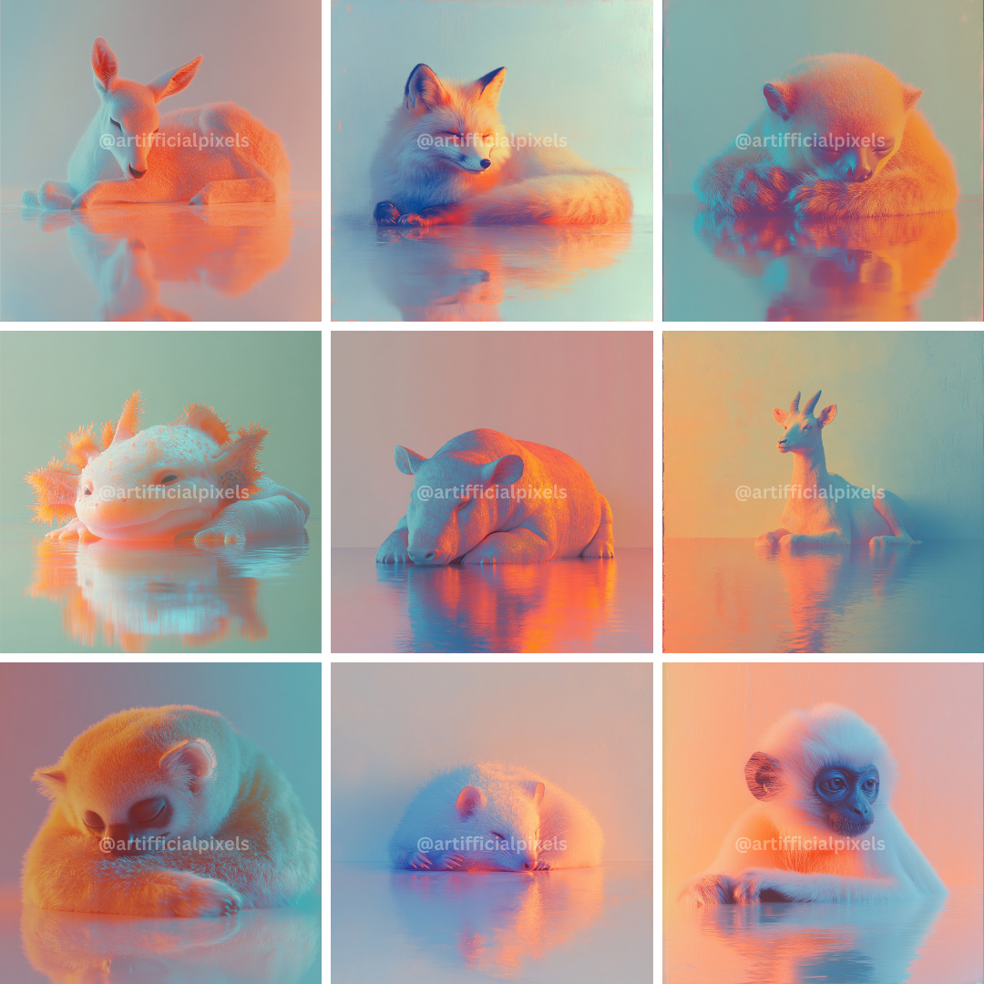 High Res Image Bundle: Mindful Animal Portraits with Pastel Aesthetic