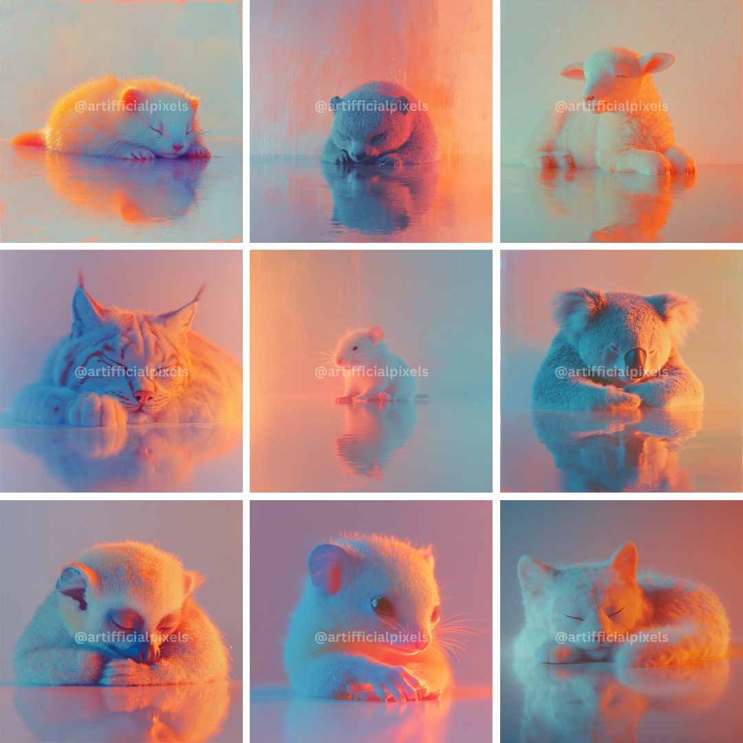 High Res Image Bundle: Mindful Animal Portraits with Pastel Aesthetic