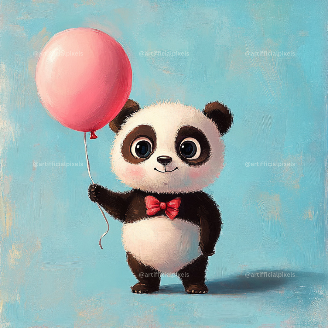 Midjourney Prompt Base Pack: Cartoon Style Animals Holding Balloons