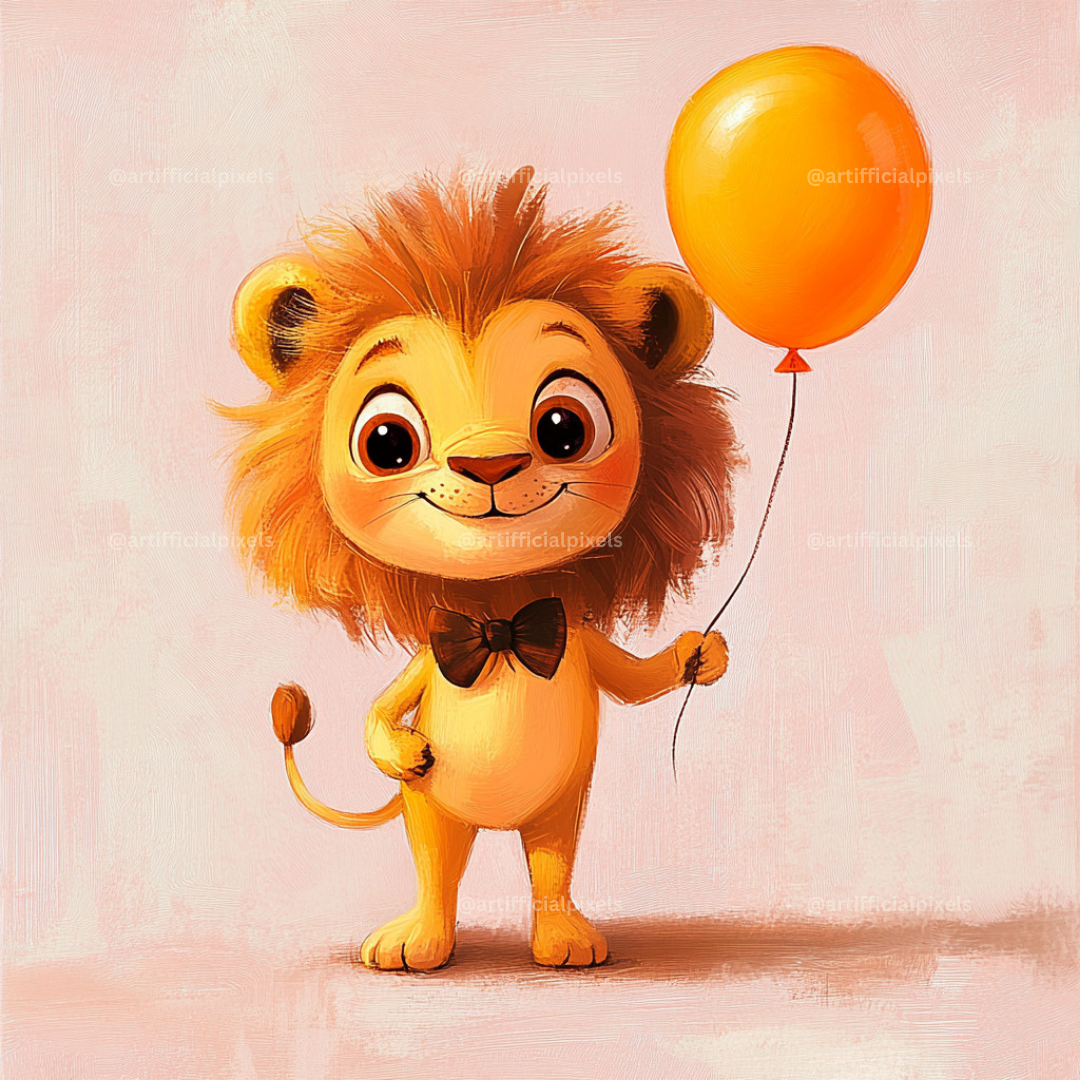 Midjourney Prompt Base Pack: Cartoon Style Animals Holding Balloons