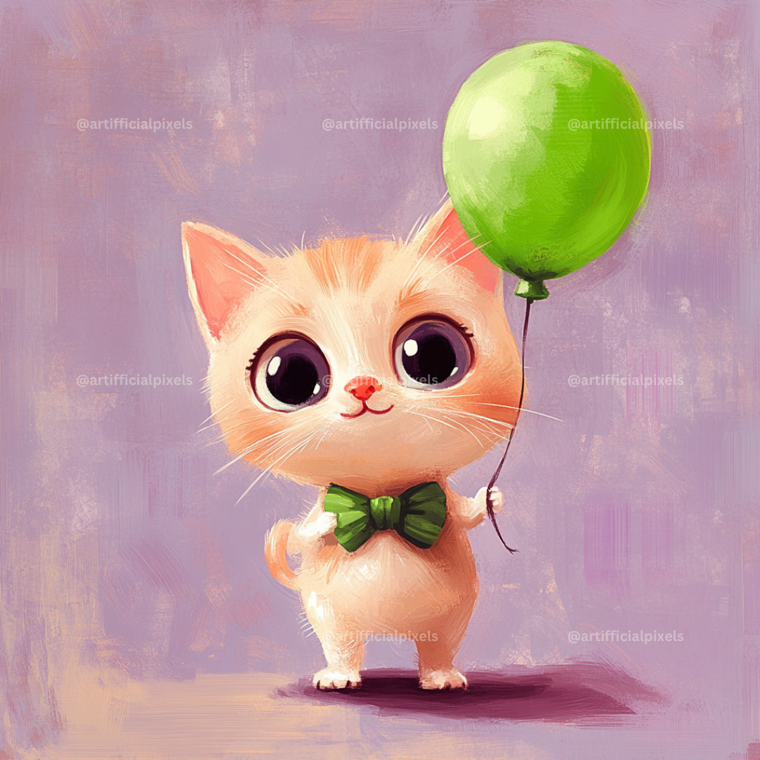 Midjourney Prompt Base Pack: Cartoon Style Animals Holding Balloons