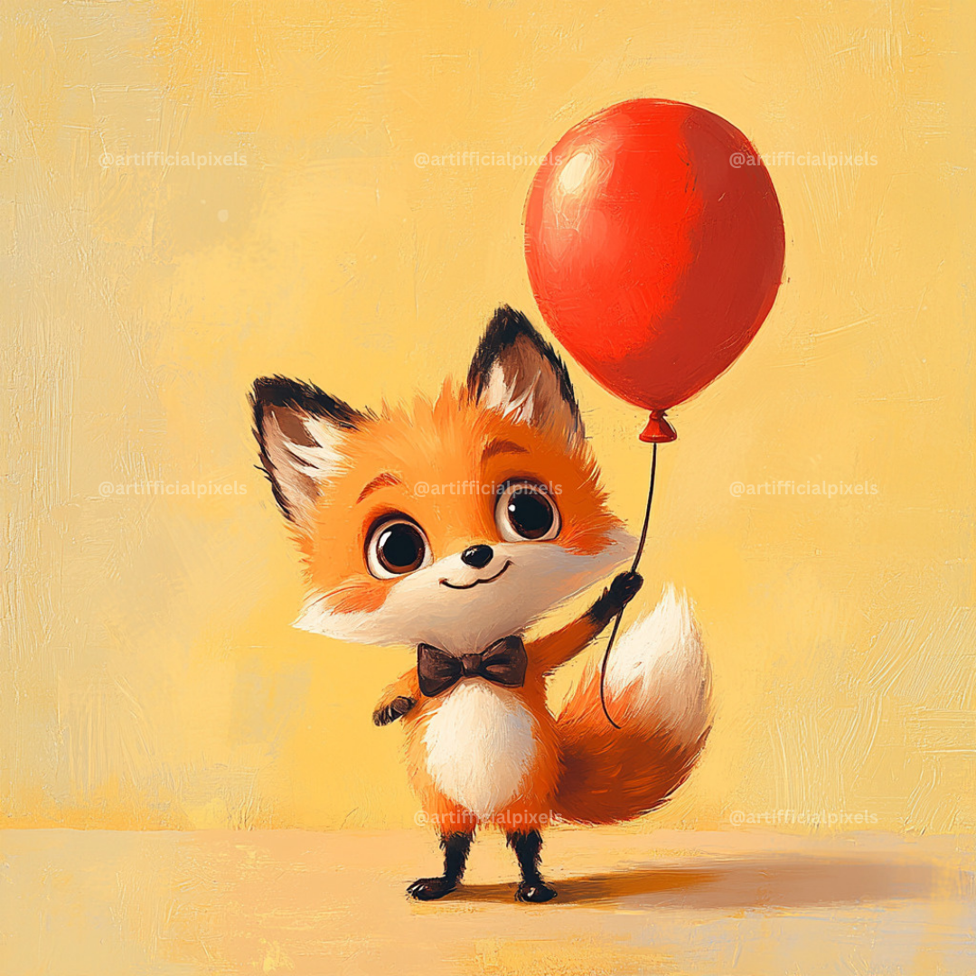 Midjourney Prompt Base Pack: Cartoon Style Animals Holding Balloons