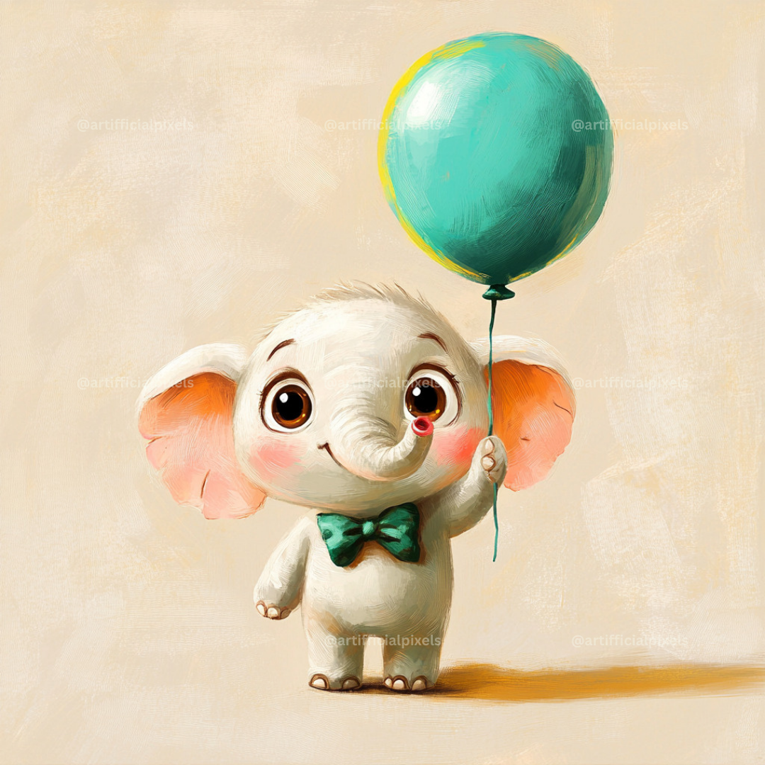 Midjourney Prompt Base Pack: Cartoon Style Animals Holding Balloons