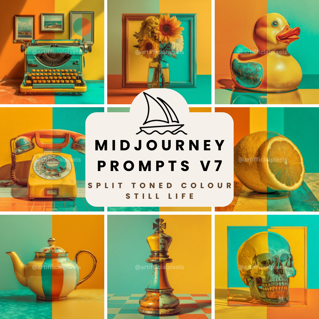 Split Toned Vintage Still Life AI Art Generator – Midjourney Prompt Pack with Images