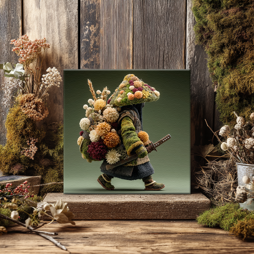 Folklore Floral Monk Canvas | Unique AI Wall Art Print