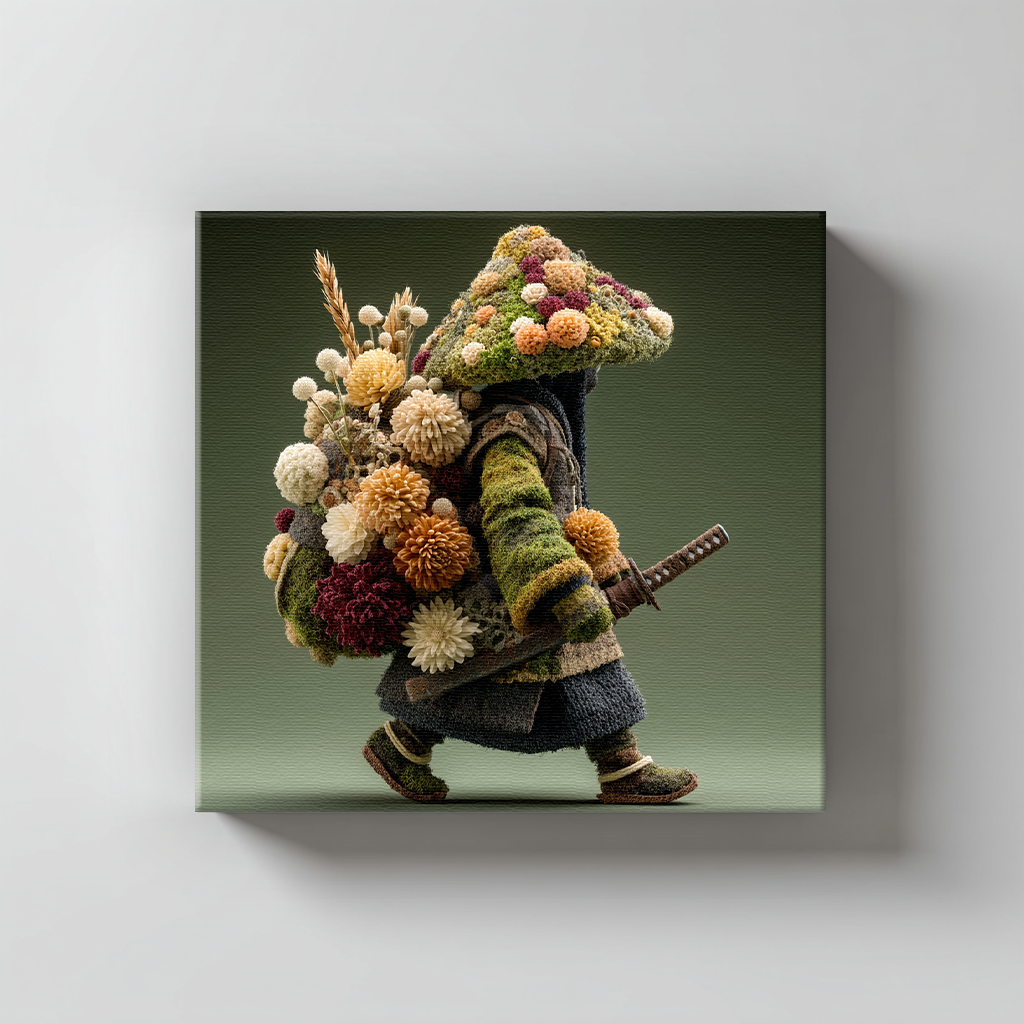 Folklore Floral Monk Canvas | Unique AI Wall Art Print