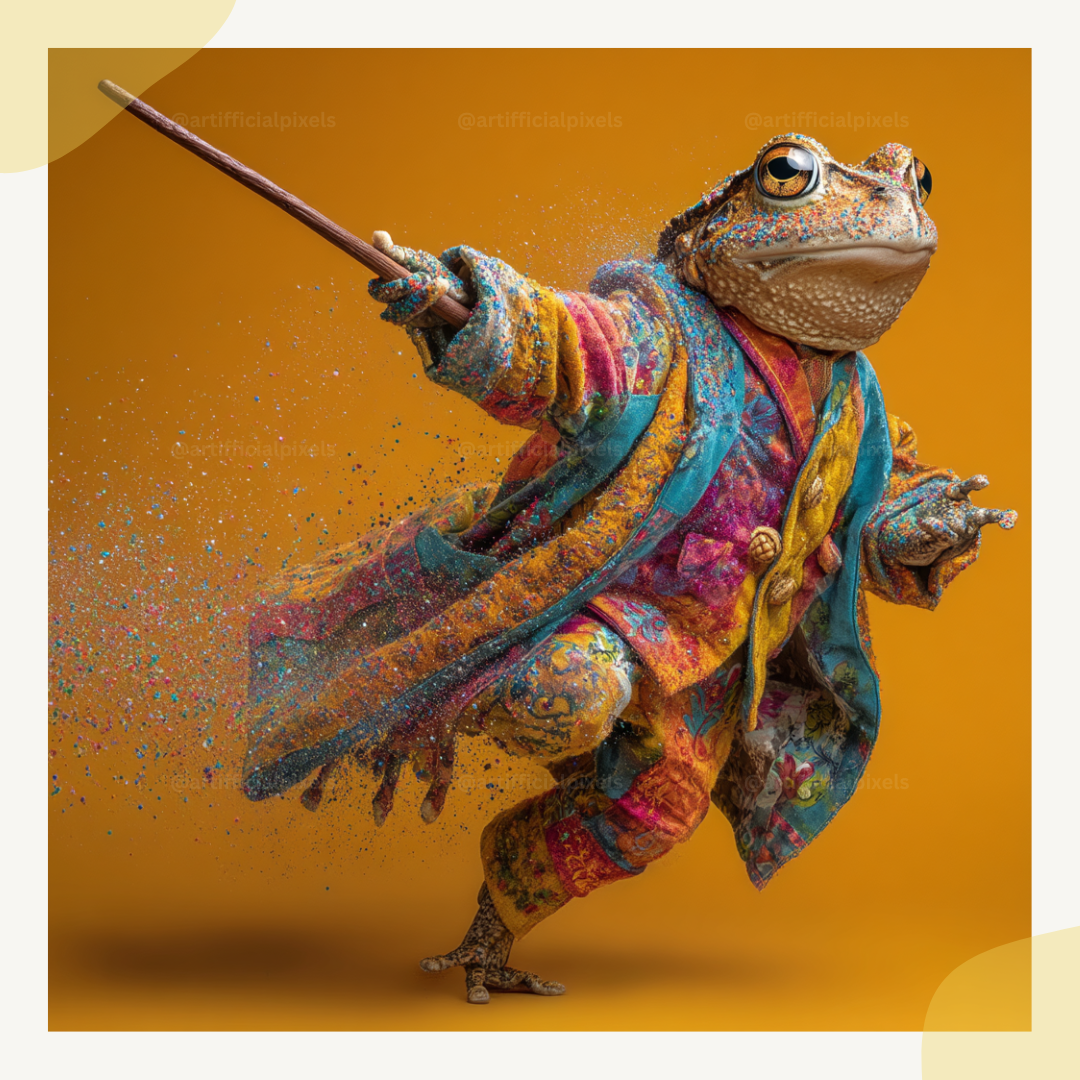 Magical Rainbow Confetti Animals AI Art Prompt for Midjourney AI Image Generator