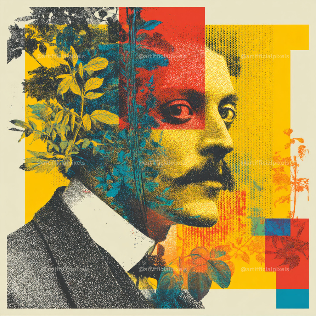 Vintage Abstract Pop Art Collage Portraits - Man