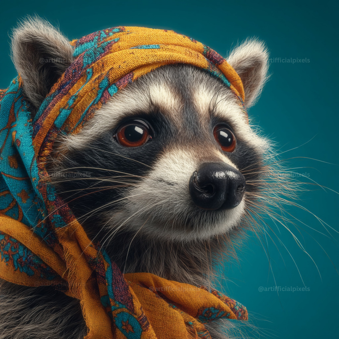 Animal Portraits in Colourful Scarves AI Art Prompts – Midjourney Pack with Images