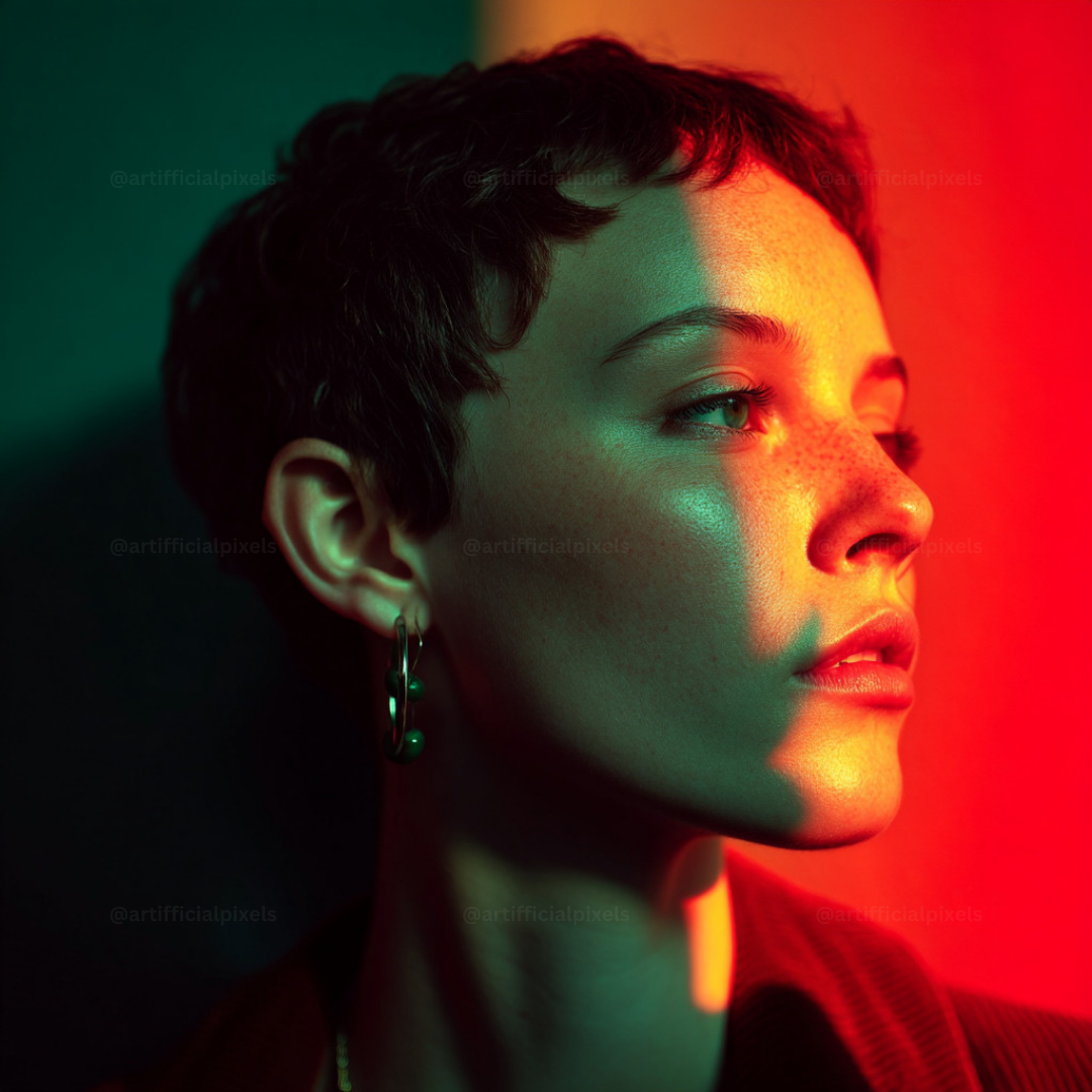 FREE Red & Green Studio Portrait Prompt Pack for Midjourney