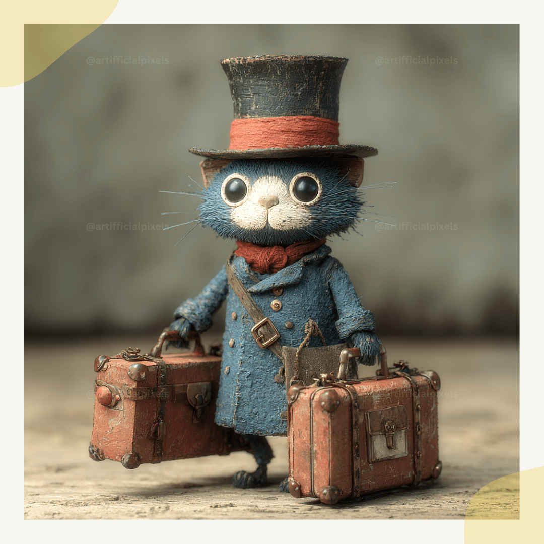 Midjourney Prompt for Creating Whimsical Vintage Animal Sculptures