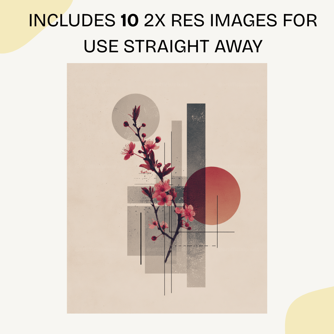 Minimalist Midjourney Prompt for Japanese Geometric Botanical Art