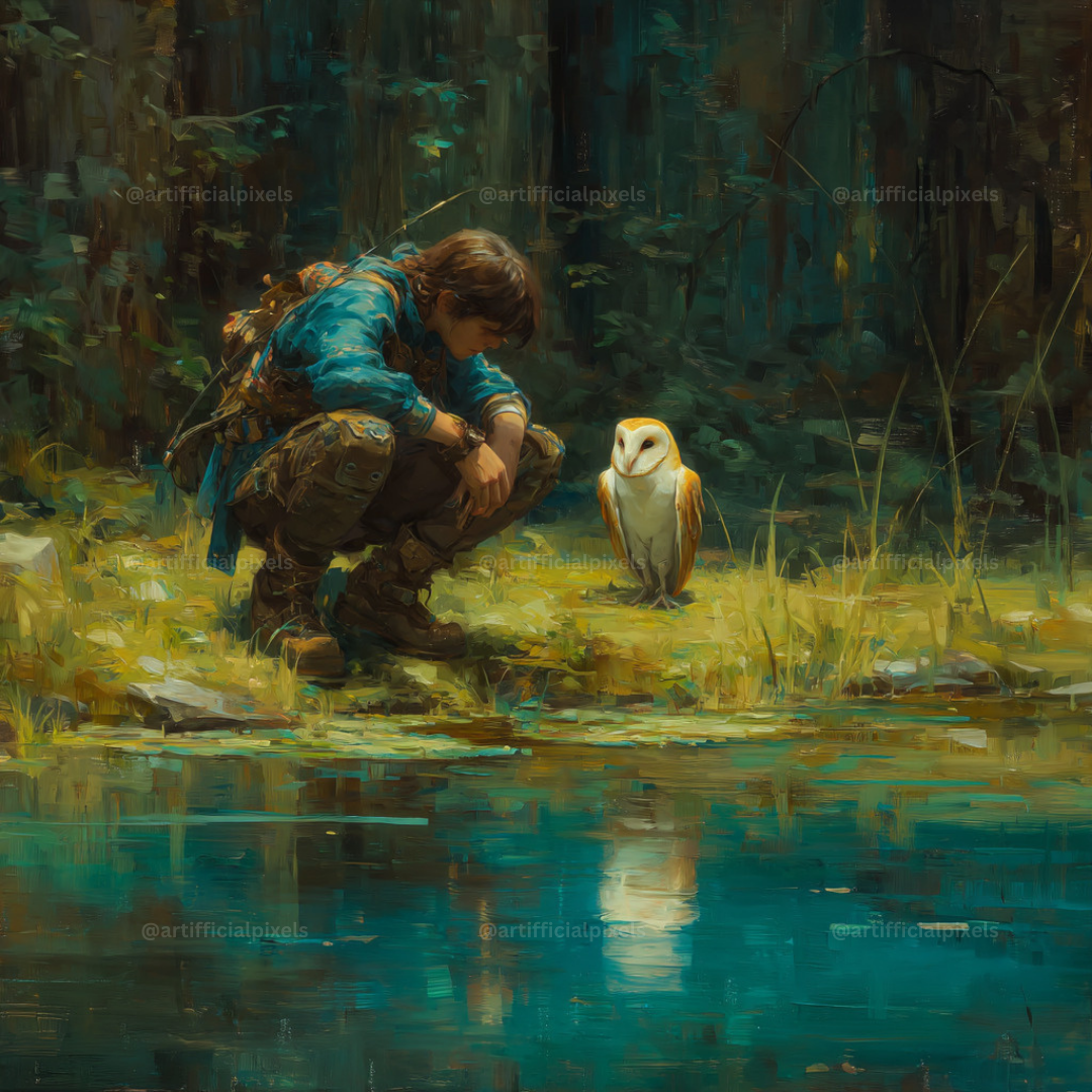 Forest Companions by the Water AI Art Prompts – Midjourney Pack with Images