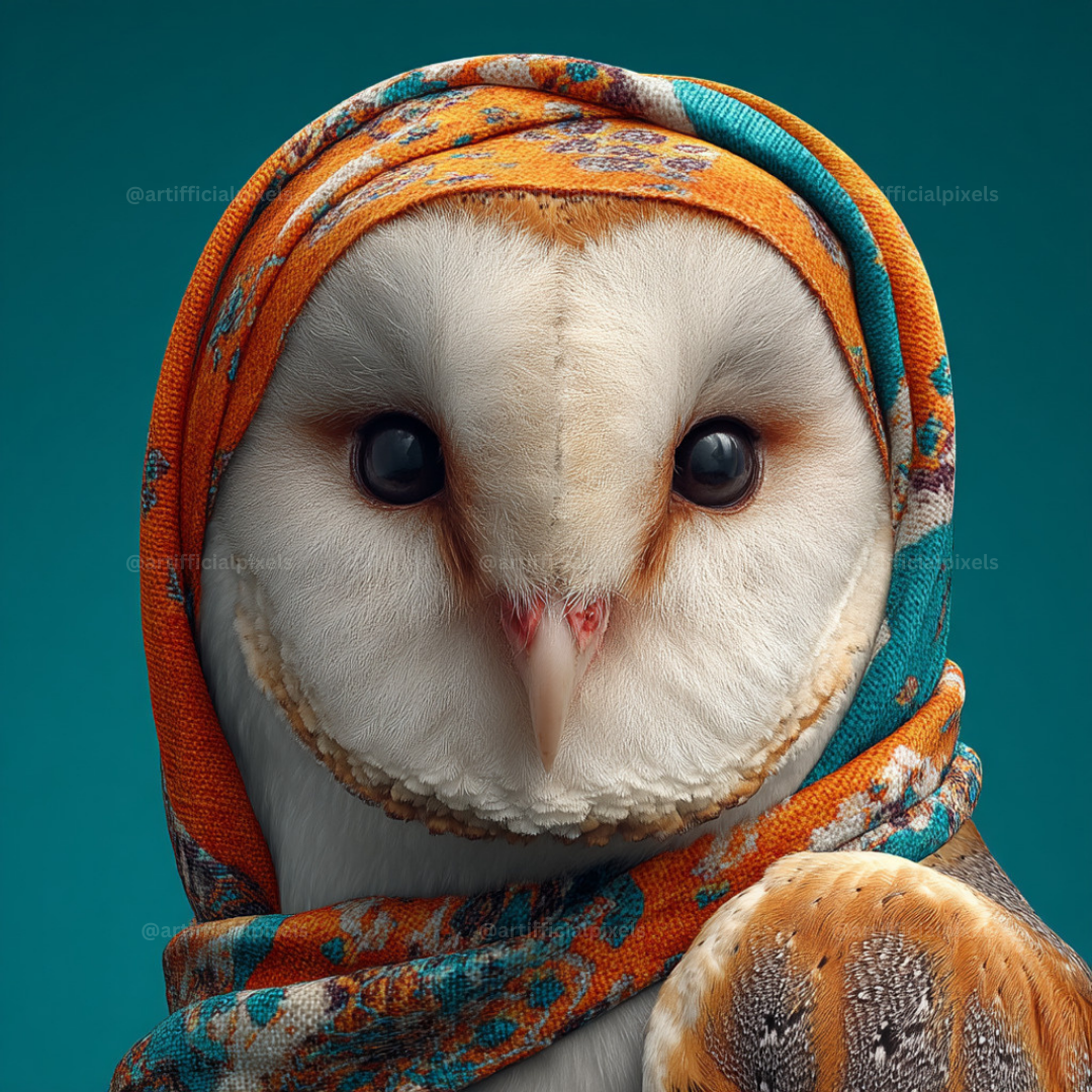Animal Portraits in Colourful Scarves AI Art Prompts – Midjourney Pack with Images