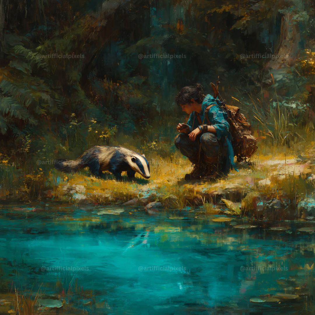 Forest Companions by the Water AI Art Prompts – Midjourney Pack with Images