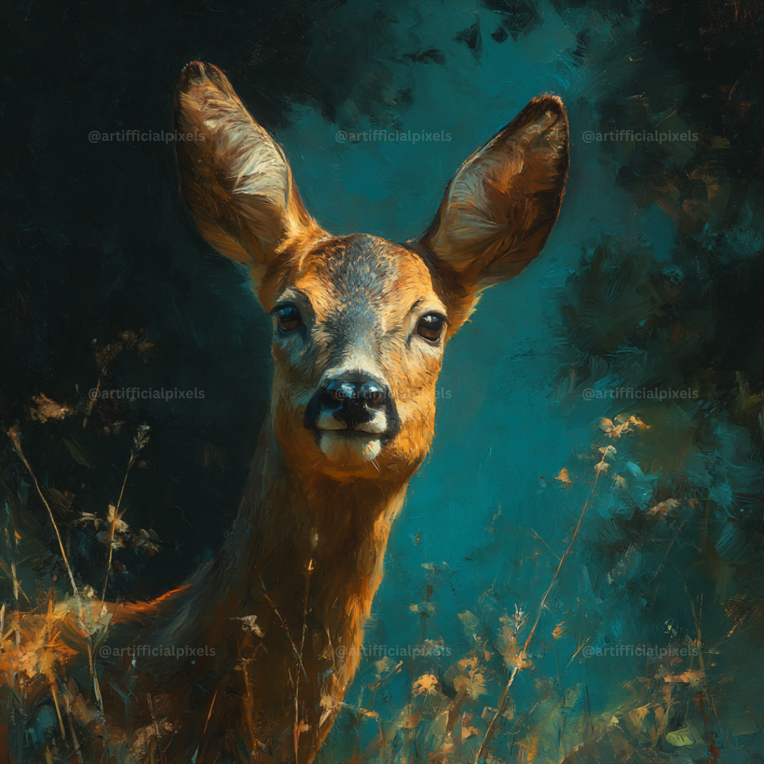 Painterly Wildlife Portraits AI Art Generator – Midjourney Prompt Pack with Images
