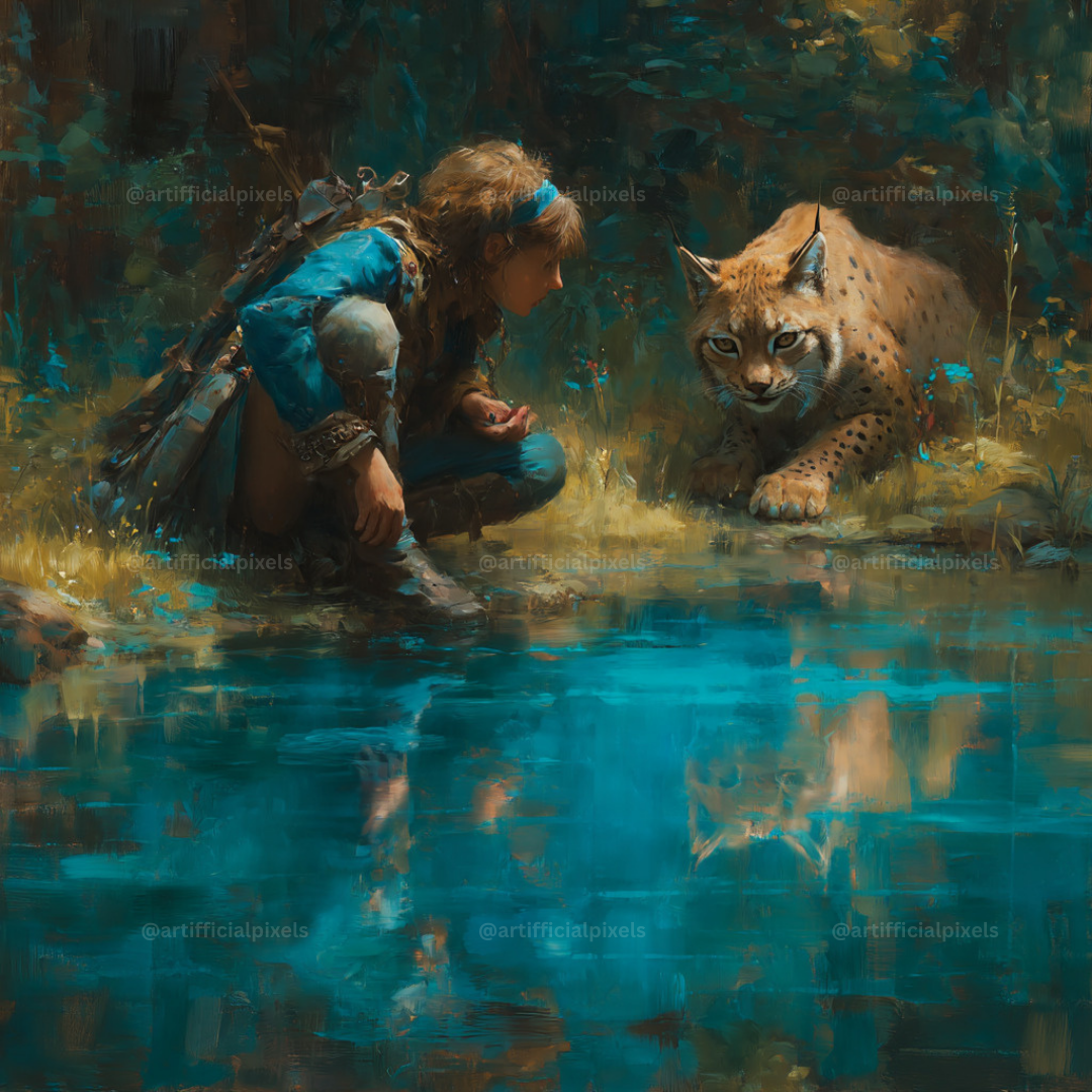 Forest Companions by the Water AI Art Prompts – Midjourney Pack with Images
