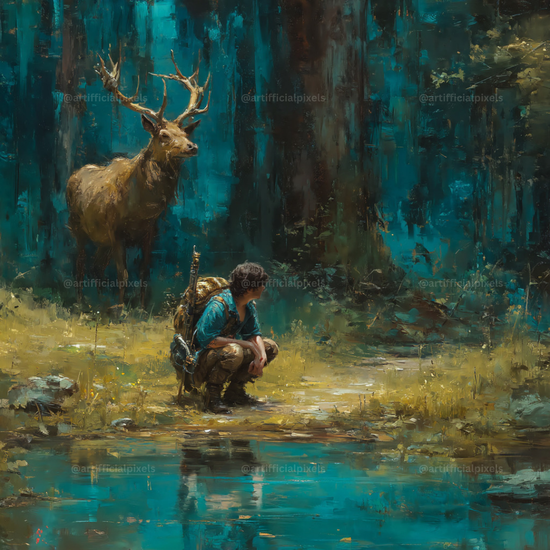 Forest Companions by the Water AI Art Prompts – Midjourney Pack with Images