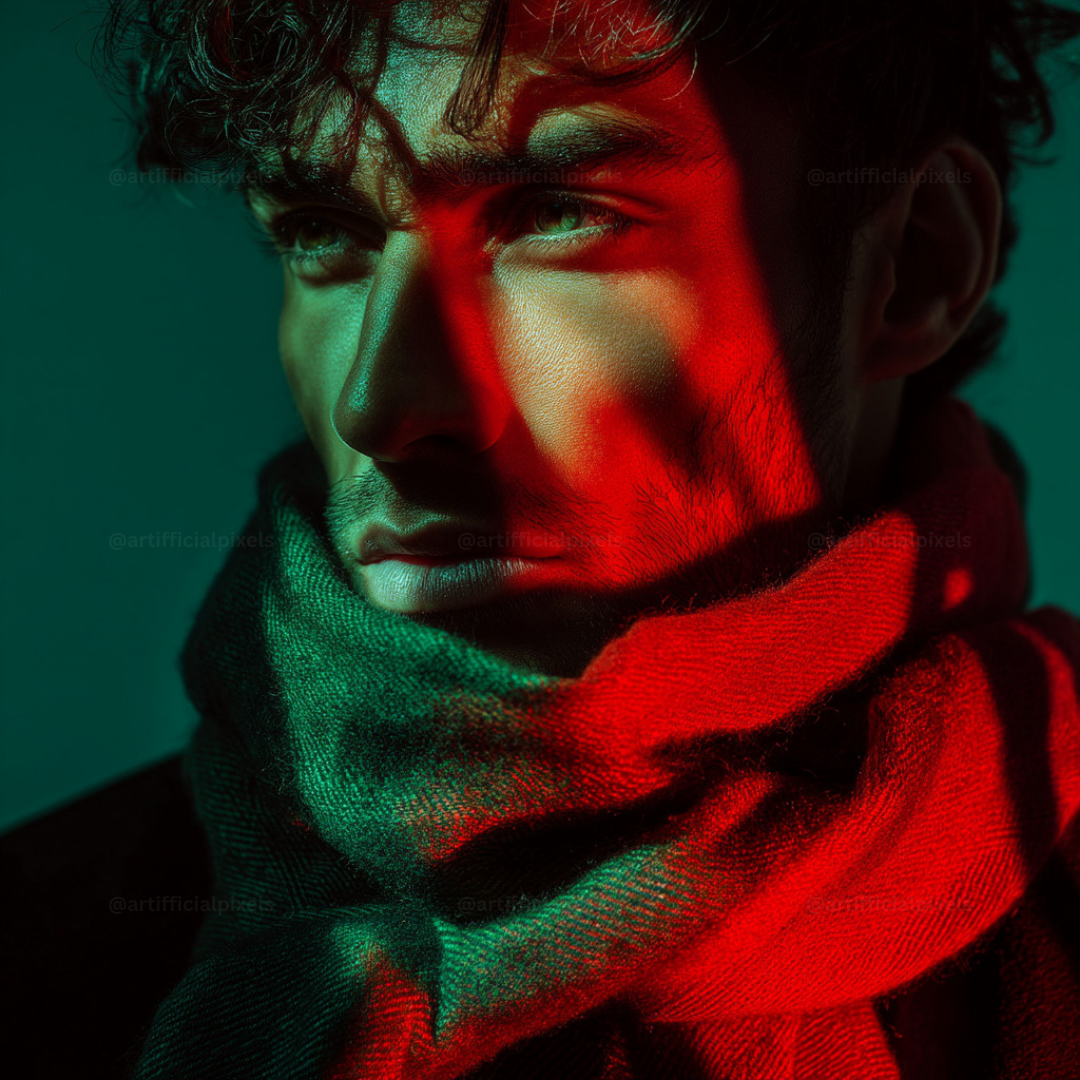FREE Red & Green Studio Portrait Prompt Pack for Midjourney
