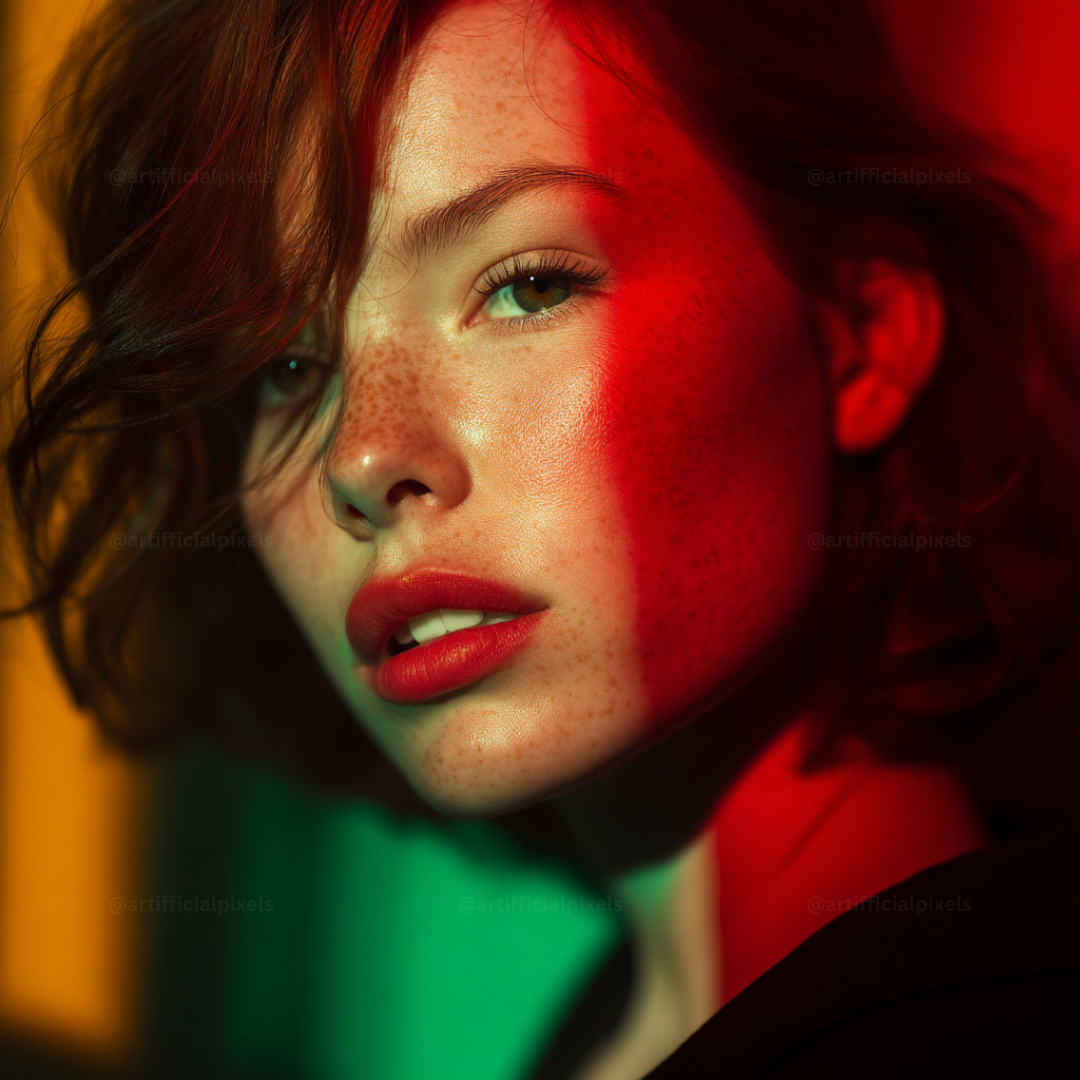 FREE Red & Green Studio Portrait Prompt Pack for Midjourney