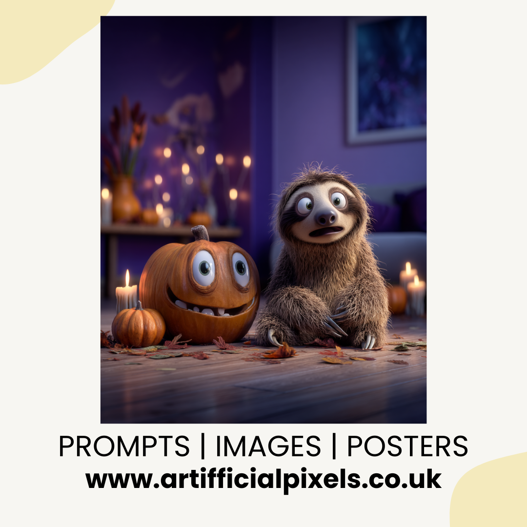 Artifficial Pixels brand USP card showcasing Pixar-style printable image bundle for wall art and seasonal decor.