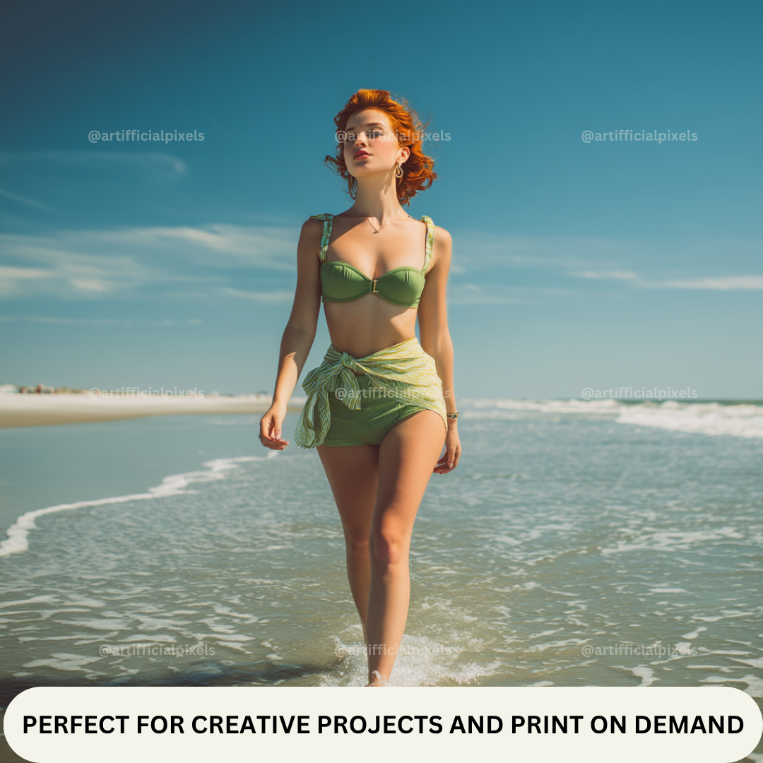 beautiful-glamour-beach-models-midjourney-ai-prompt-women-in-green