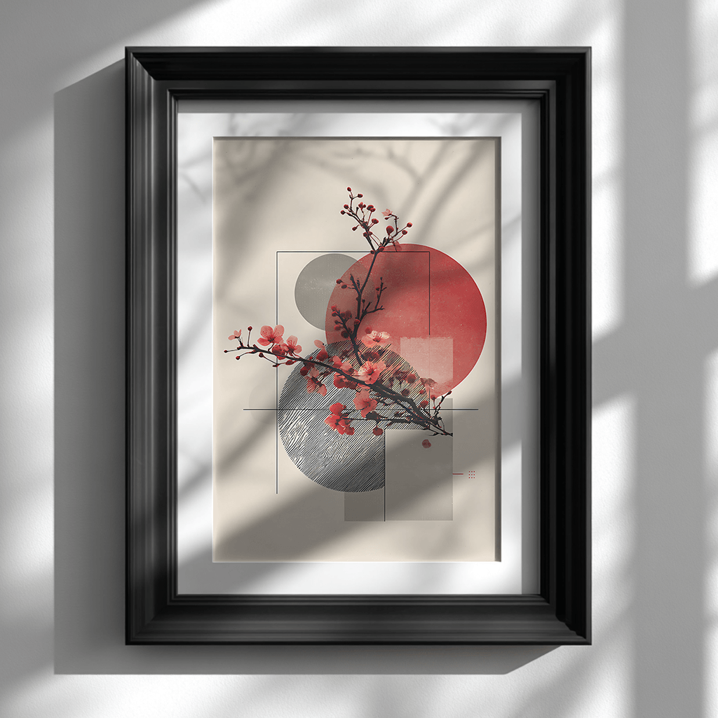 Geometric Cherry Blossom Poster for Contemporary Visual Art Decor