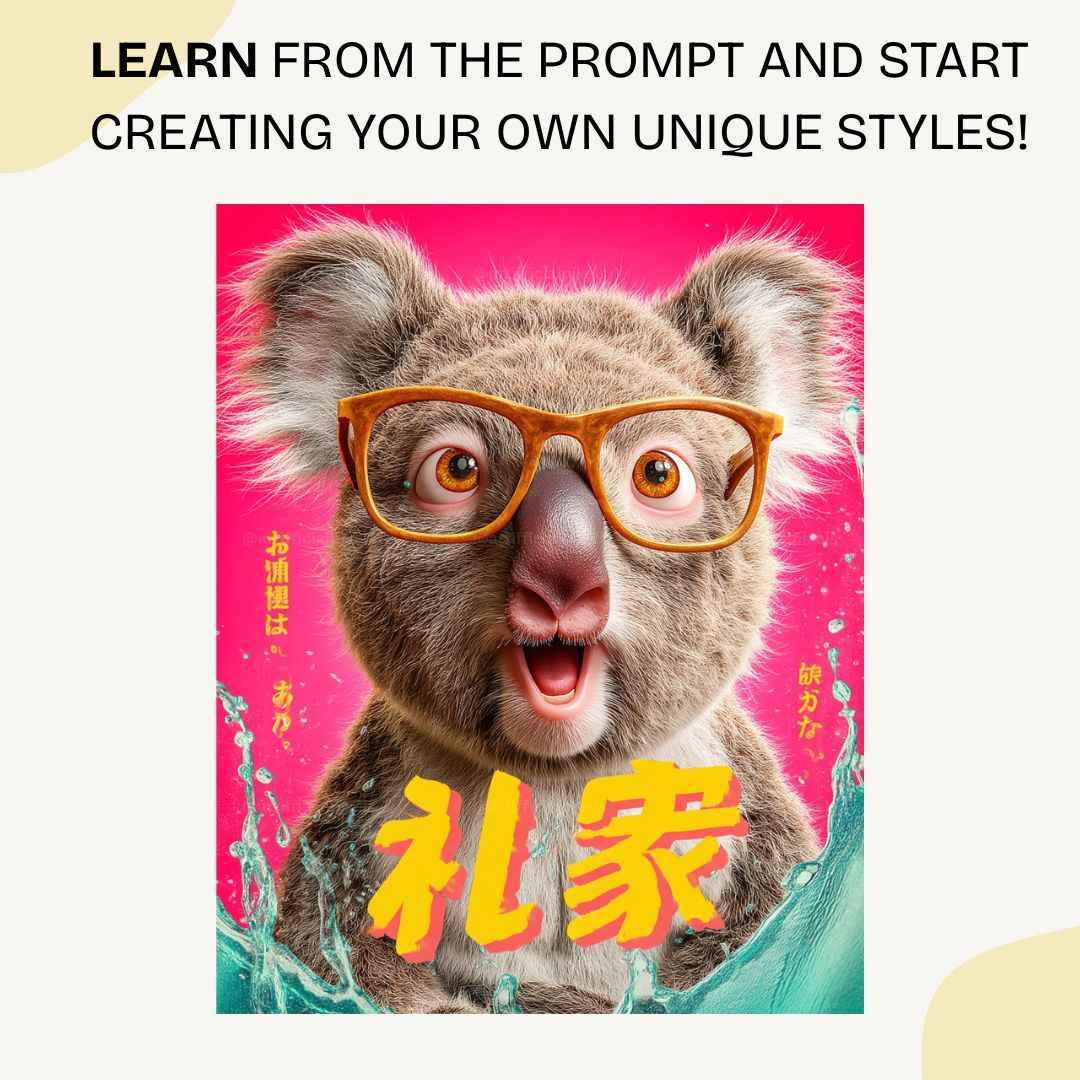 Bold animal pop art design created with Midjourney AI template ideal for social media content creators