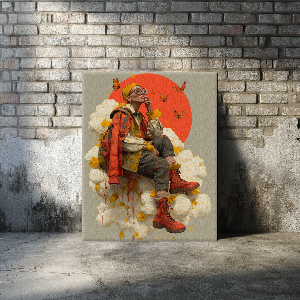 Gen Z Editorial Canvas Print – AI Generated Surreal Portrait Wall Art