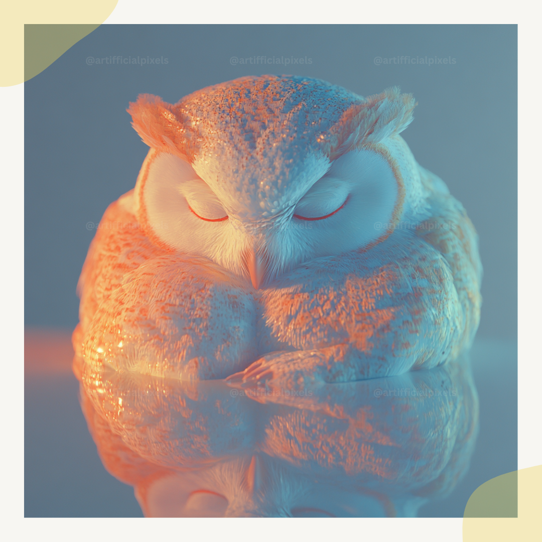 calm-reflective-pastel-animals-midjourney-ai-art-prompt-owl