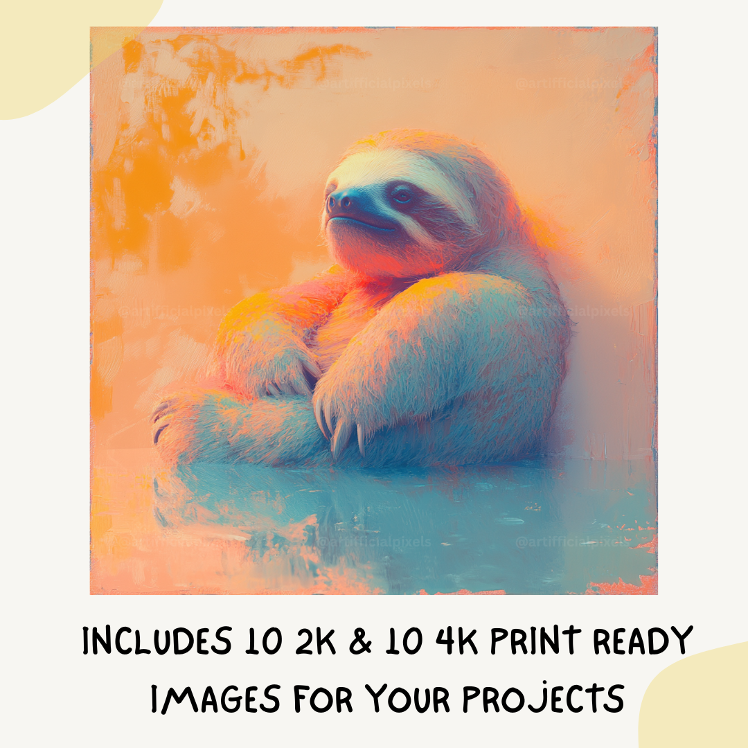 calm-reflective-pastel-animals-midjourney-ai-art-prompt-sloth