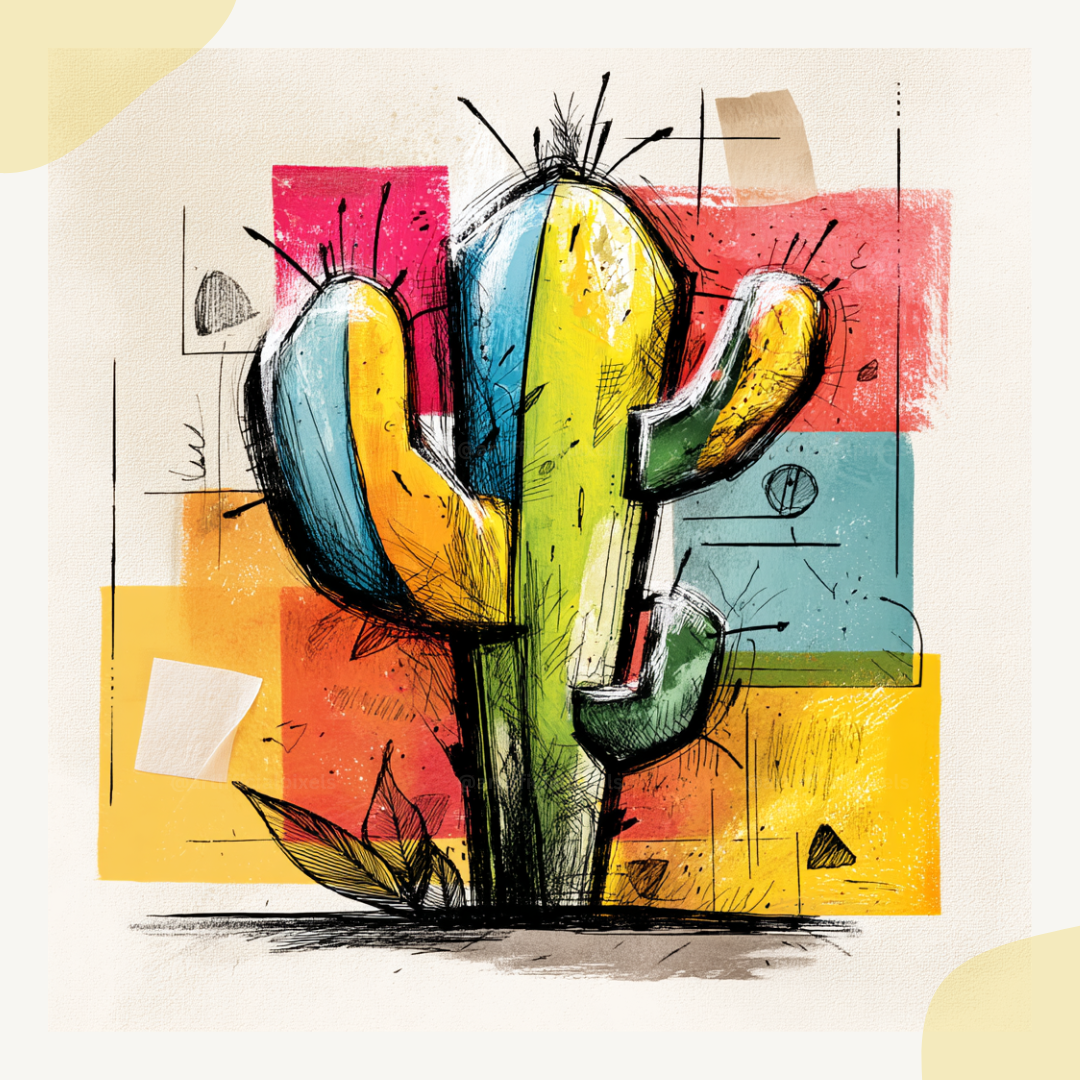 colourful-sketchpad-objects-midjourney-ai-art-prompt-cactus