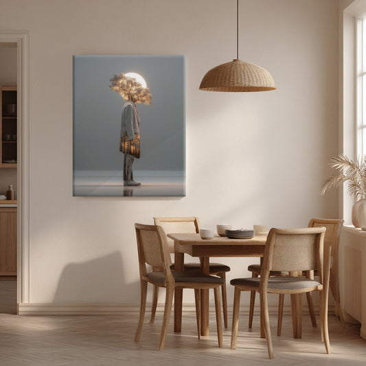 Surreal Human Tree Canvas Print – AI-Generated Glowing Portrait Wall Art