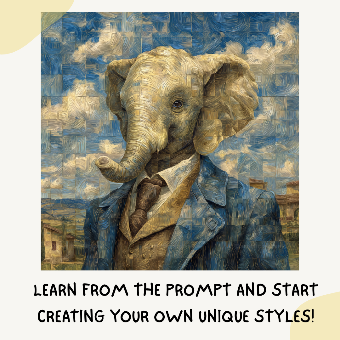 customisable-midjourney-ai-image-bundle-watercolour-cubism-art-elephant